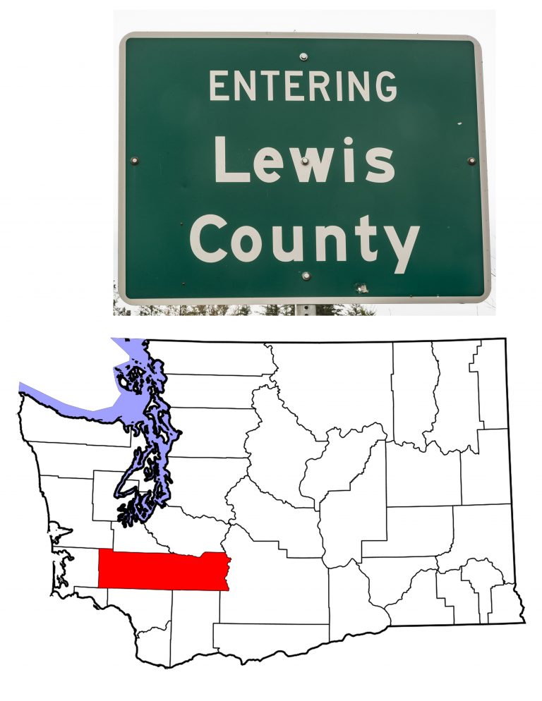 The Lewis County Highway Sign and Map showing Lewis County