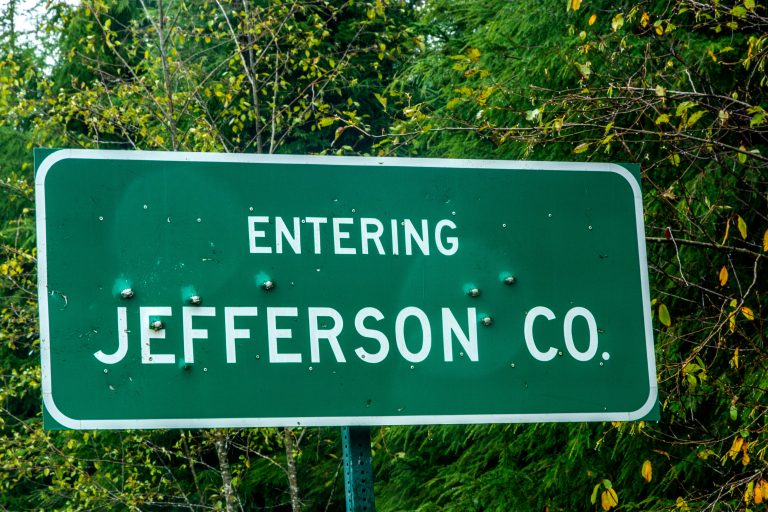 The Jefferson County Sign near Lake Quinault