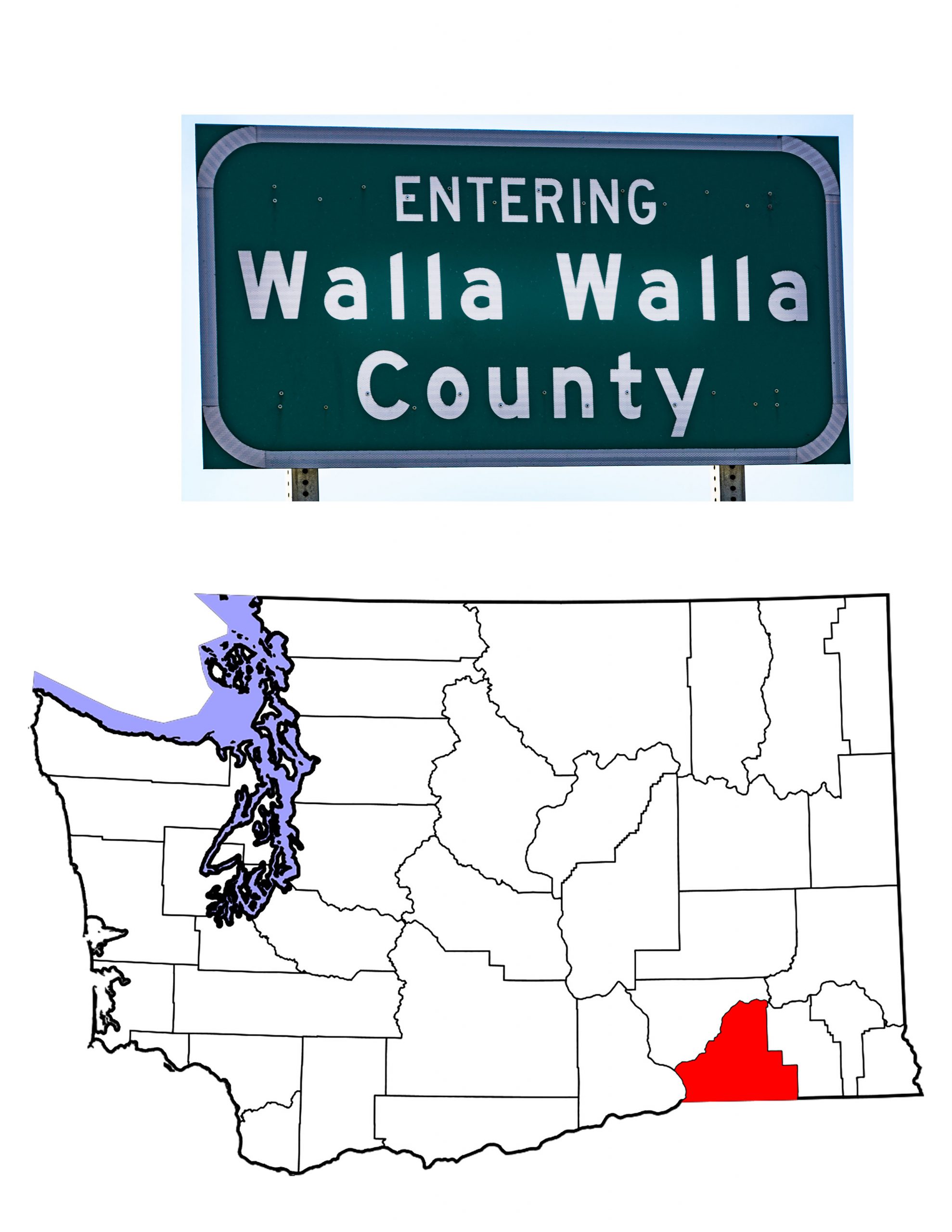 A map of Washington showing Walla Walla County