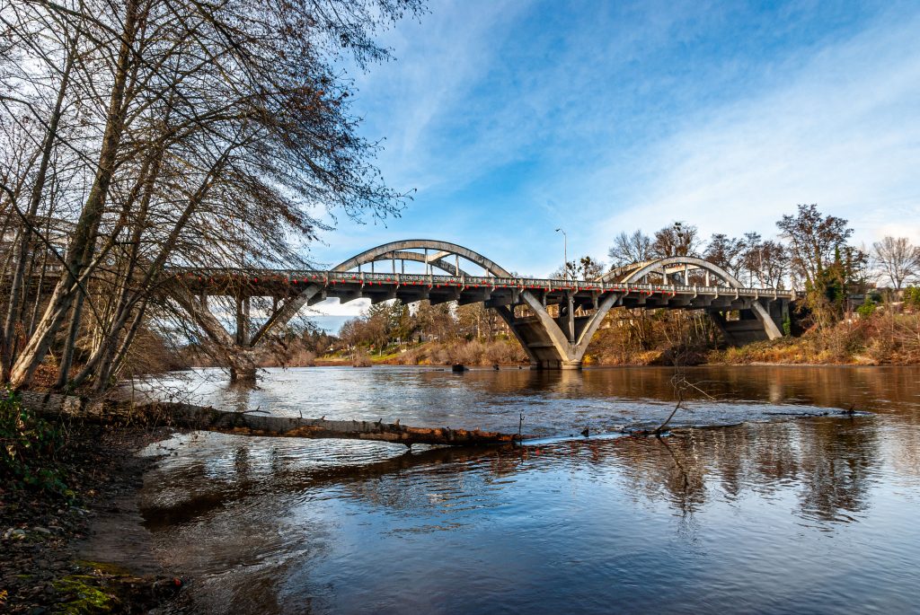 The Caveman or Rogue River Bridge in Grants Pass, Oregon.  Link takes you to my RedBubble sales gallery.  One of my photographs from the fifth week in December.