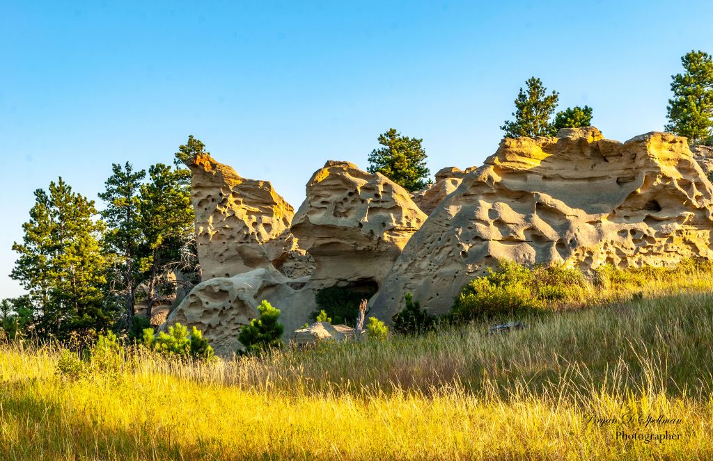 a view of one of the formations at Medicine Rocks State Park