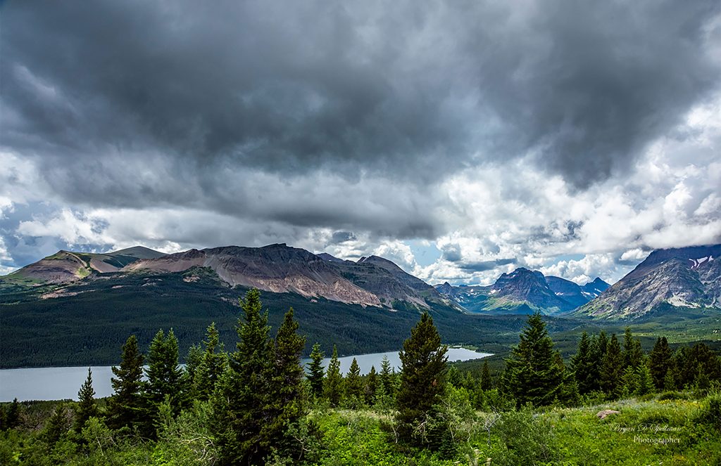 Storm clouds over Two Medicine Lake, Glacier National Park