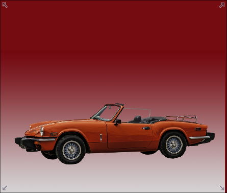 A red 19798 Triumph Spitfire on a red gradient background